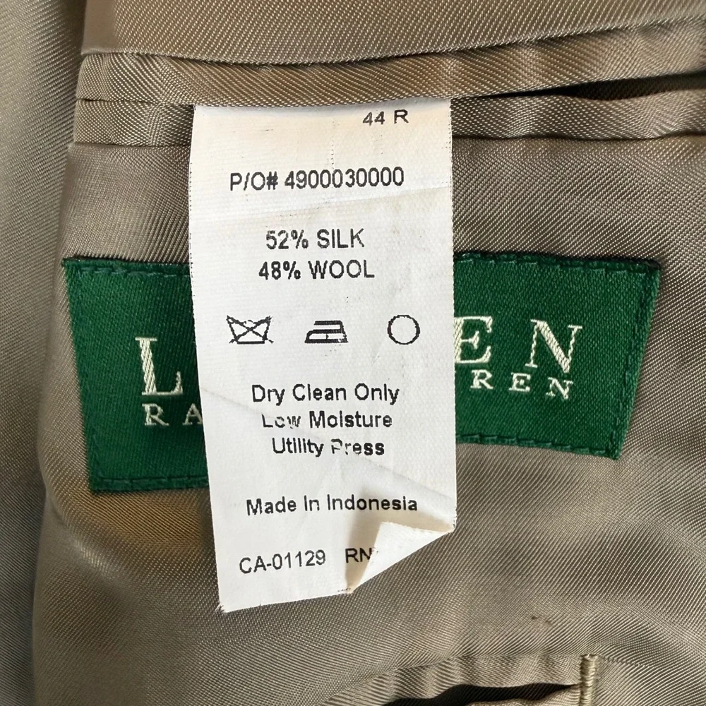 Lauren Ralph Lauren Sport Coat 44R Silk Wool Plaid Brown Blazer 4900030000